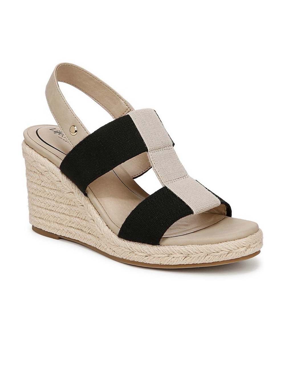 Life Stride Tallulah beige and Cream Elastic Strap Espadrille Sandals Life Strde